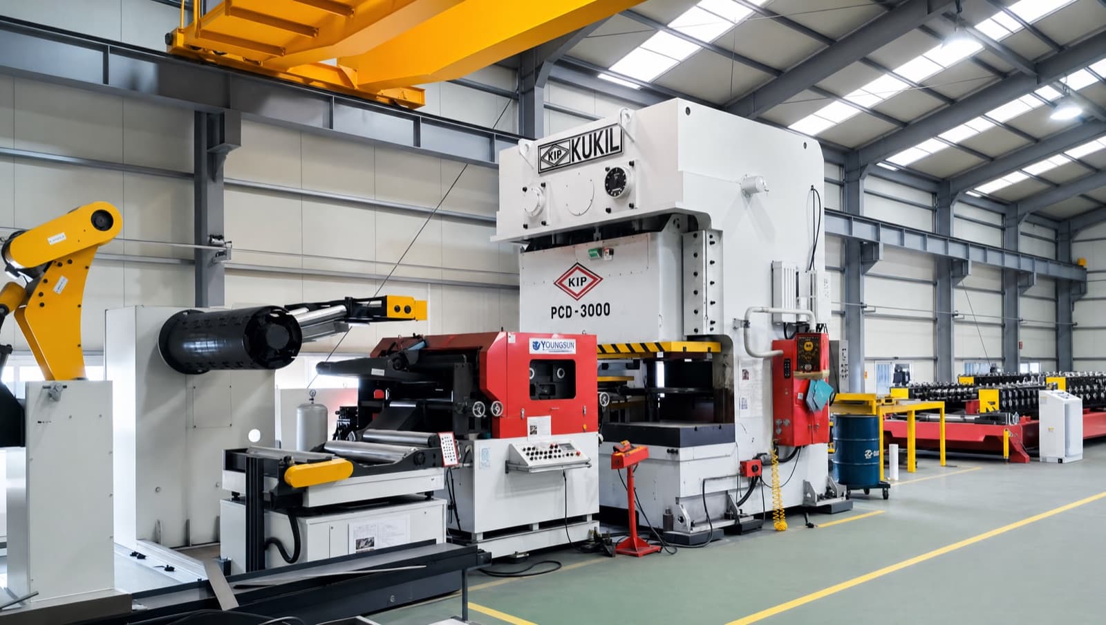 300 ton press with forming machine on the shop floor