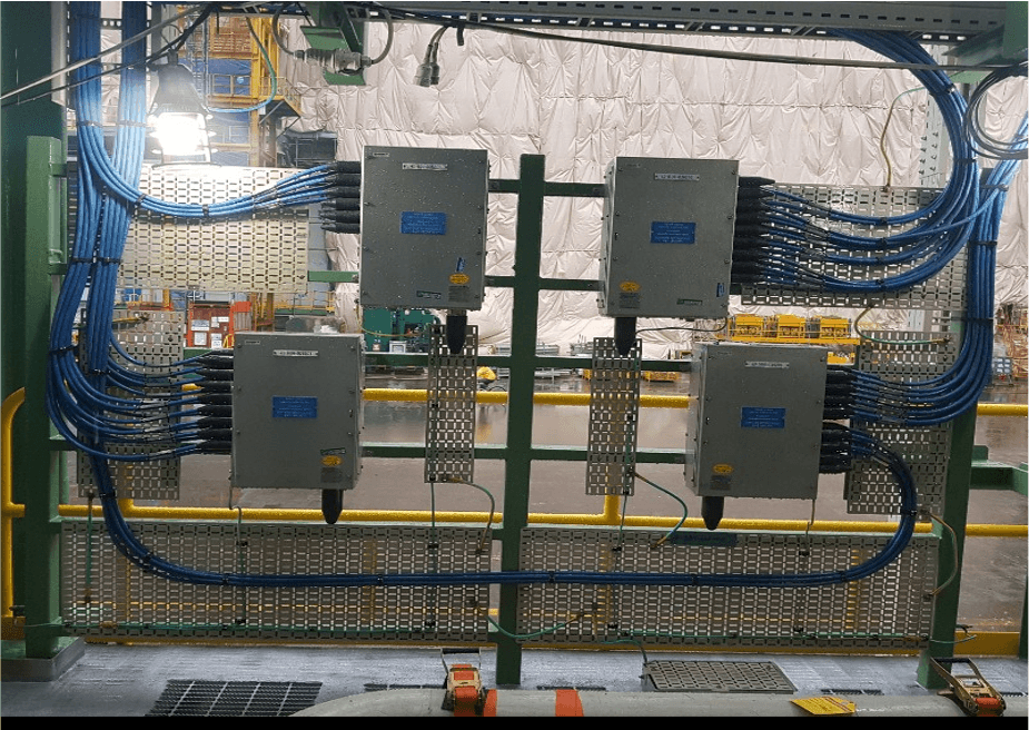 Punched-type cable tray installed on an offshore platform